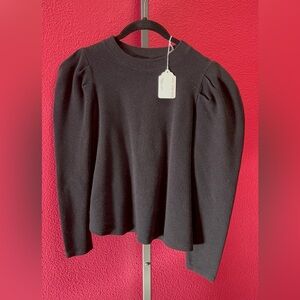 Who What Wear Black Puff Sleeve Sweater Top